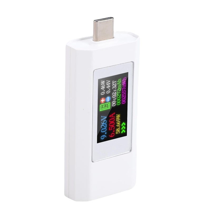 USB C Power Meter Color Screen 0 6 5A 195W Real Time Monitoring Data Storage Type C Devices White - Image 1