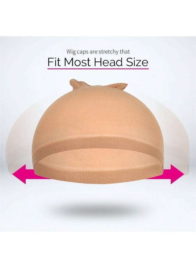 FANDAMEI 4 pieces Light Brown Stocking Wig Caps Stretchy Nylon Wig Caps for Women  - Image 2