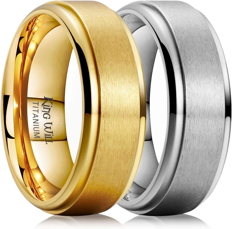 King Will Titanium Wedding Band for Men Women- 3-10mm Width Black/Sliver/Gold High Purity Titanium Promise Wedding Ring Comfort Fit for Daily Wear Size 6-14 - Image 1