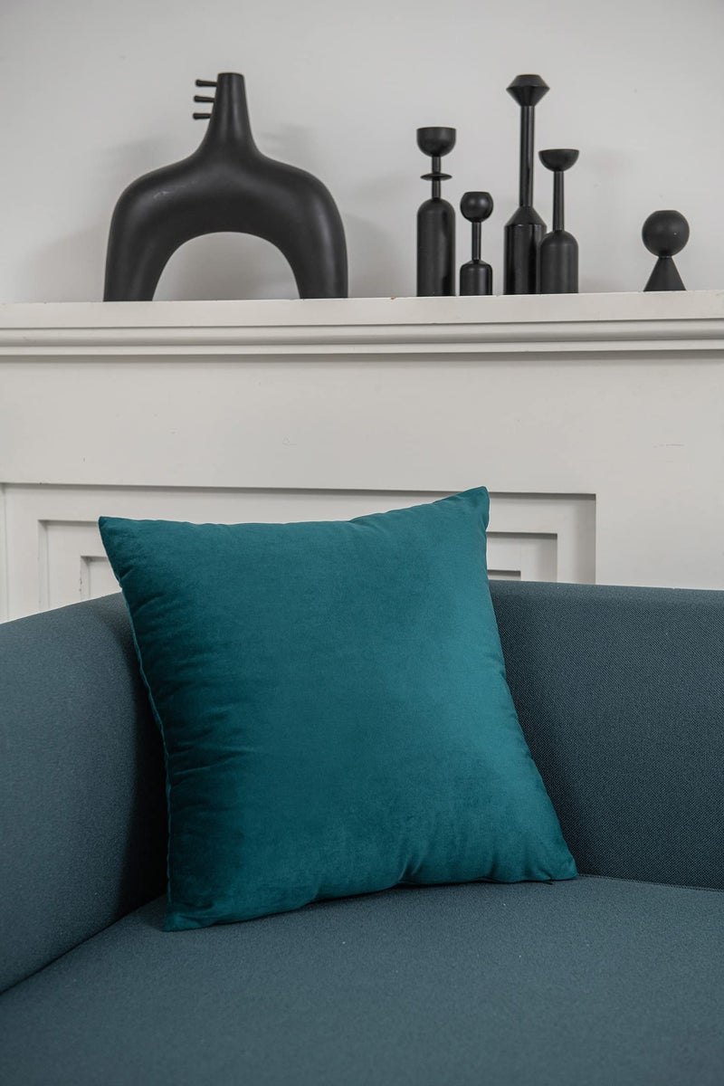 DEZENE حالات وسادة رمي Dezene 18x18 Teal: 2 حزمة دافئة ناعمة مخملية مربعة أغطية وسادة زخرفية للزواج من مزرعة ديكور المنزل - Image 3