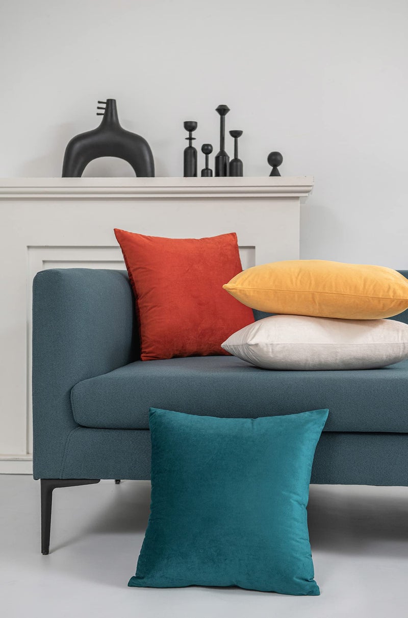 DEZENE حالات وسادة رمي Dezene 18x18 Teal: 2 حزمة دافئة ناعمة مخملية مربعة أغطية وسادة زخرفية للزواج من مزرعة ديكور المنزل - Image 4