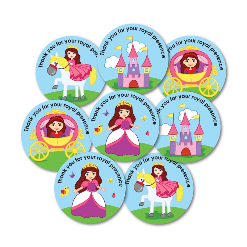 weRevel Royal Princess Theme Thank You Party Stickers, 40 Count, 2 Inches, Round, 4 Unique Designs - Image 5