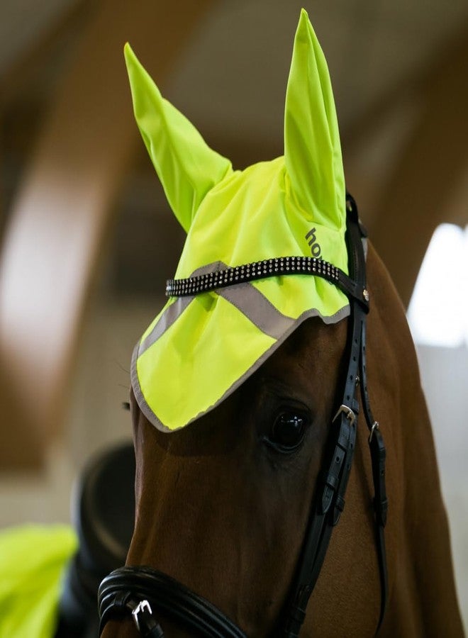 Horze Reflective Ear Net - Yellow - Horse - Image 1
