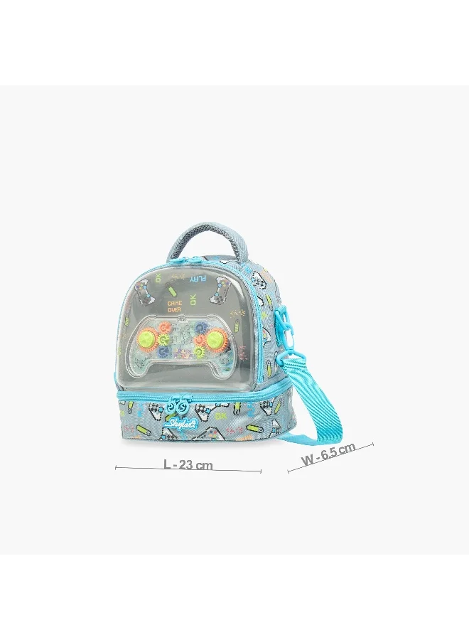 Skylar Lunch/Cooler Bag-Gaming Print With Remote Water Game--1 Cmprt- (Polyester) Gray \ 6.5X23