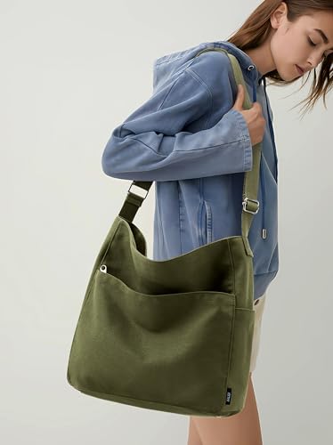KALIDI FANCY FOREST KALIDI Canvas Tote Bag Large Hobo Crossbody Shoulder Handbag Zipper Messenger Bag for Women or Men Casual College Work - Image 3