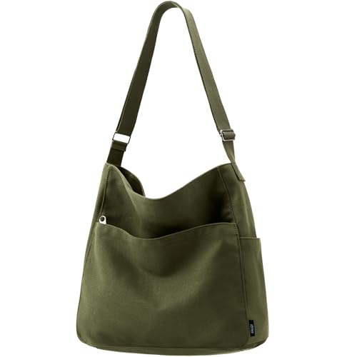 KALIDI FANCY FOREST KALIDI Canvas Tote Bag Large Hobo Crossbody Shoulder Handbag Zipper Messenger Bag for Women or Men Casual College Work - Image 1