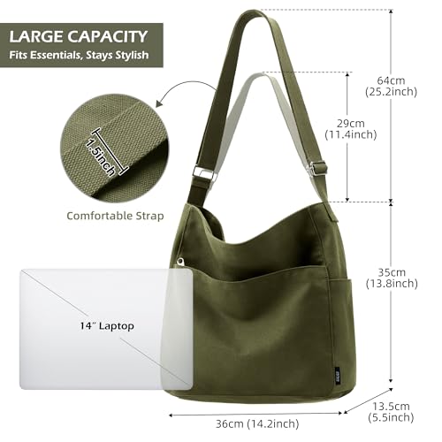KALIDI FANCY FOREST KALIDI Canvas Tote Bag Large Hobo Crossbody Shoulder Handbag Zipper Messenger Bag for Women or Men Casual College Work - Image 5