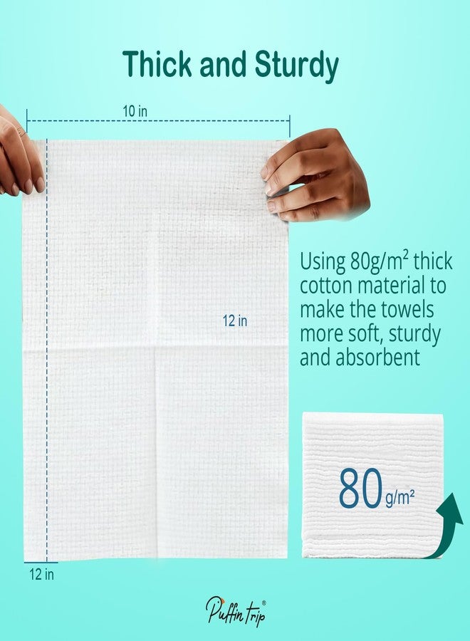 PUFFIN TRIP Disposable Face Towels Cotton Fiber 10’’ x 12’’ Ultra Soft Skin Friendly Super Absorbent Towelettes Facial Tissue Face Wipes for Effective Cleansing, Makeup Remover, 50 Count 1 Pack - Image 5