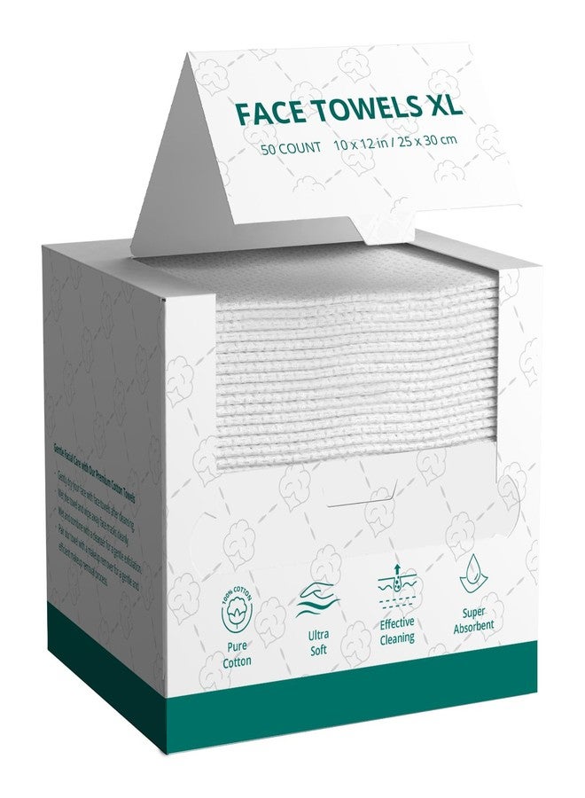 PUFFIN TRIP Disposable Face Towels Cotton Fiber 10’’ x 12’’ Ultra Soft Skin Friendly Super Absorbent Towelettes Facial Tissue Face Wipes for Effective Cleansing, Makeup Remover, 50 Count 1 Pack - Image 1