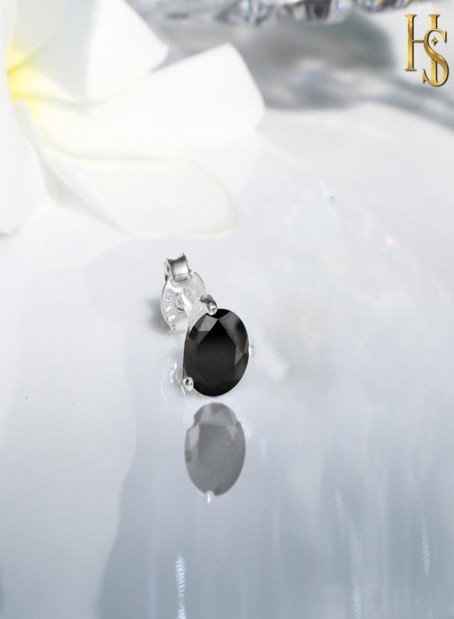 HIGHSPARK 925 Silver Men's "Sparkling Martini" Black Solitaire Stud Earring | 92.5 Sterling Silver & Stunning Shine Sparkling Zirconia | Single Stud for Men | Black 6mm - Image 3
