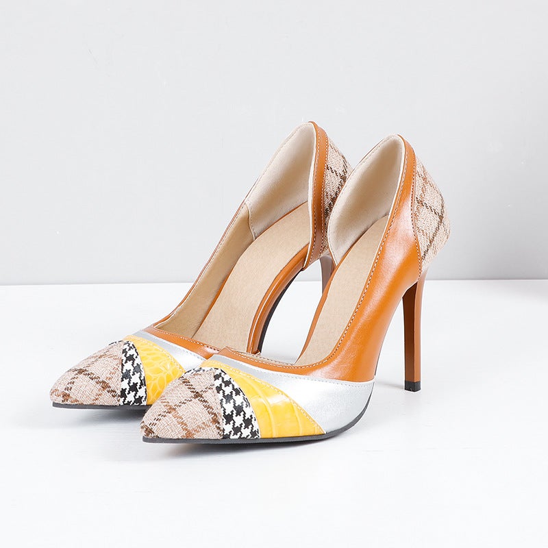 Spring 2021 New Thin Heel Super Heel 32-48 Size Size Pointed Color Matching Fashion Single Shoes For Women - Image 4