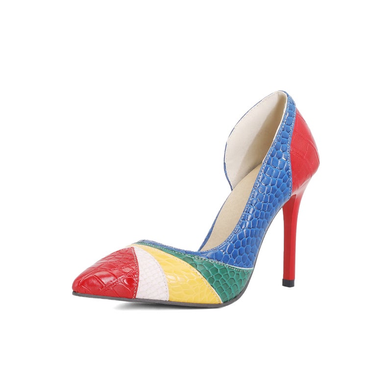 Spring 2021 New Thin Heel Super Heel 32-48 Size Size Pointed Color Matching Fashion Single Shoes For Women - Image 3