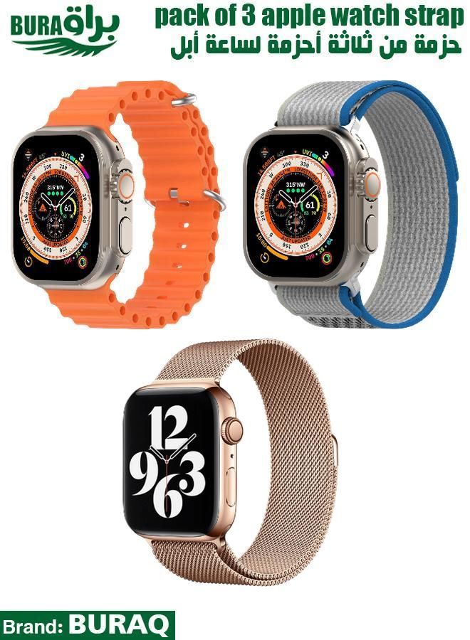 BURAQ Apple Watch Band Strap For Apple Watch Ultra 2/Ultra 49mm, Series 10 46mm, 9/8/7 45mm, SE2/SE/6/5/4 44mm, 3/2/1 42mm