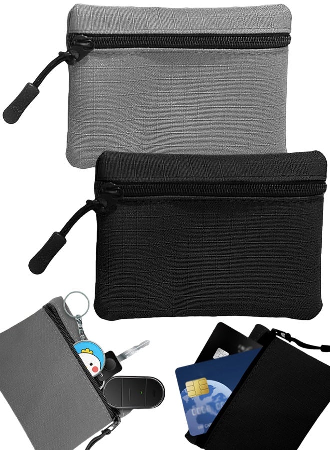 2 PCS Oxford Cloth Coin Purse, Zipper Small Portable Mini Pouch For Women Men Girls Boys - Image 1