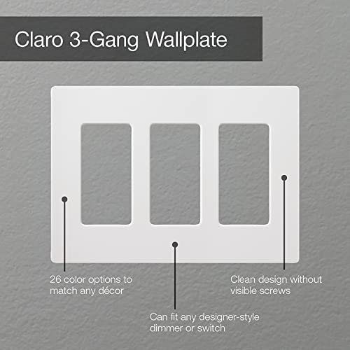 Lutron Claro 3 Gang Decorator/Rocker Wallplate, Satin, Palladium (1-Pack) | SC-3-PD - Image 3