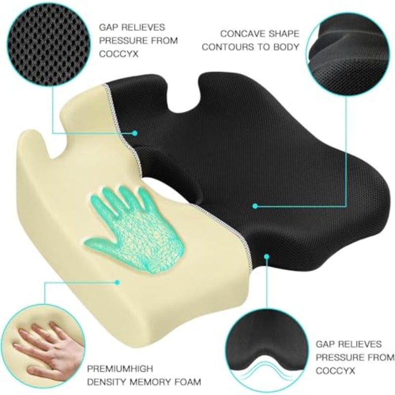 Memory Seat Cushion for Office Chair Black - Image 2