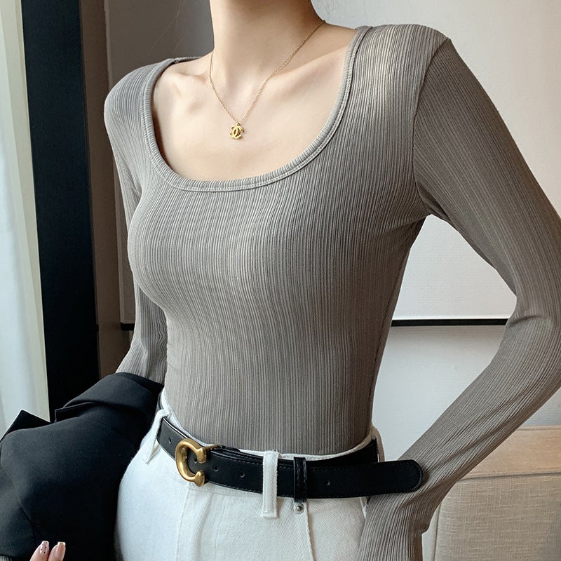 Women's U-Neck Long Sleeve T-Shirt - Image 4