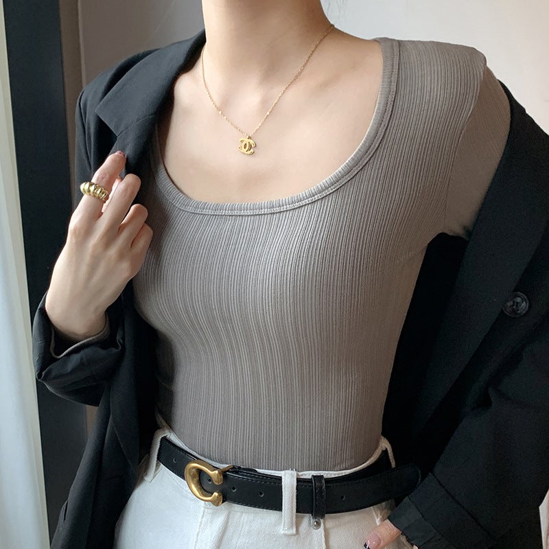 Women's U-Neck Long Sleeve T-Shirt - Image 2