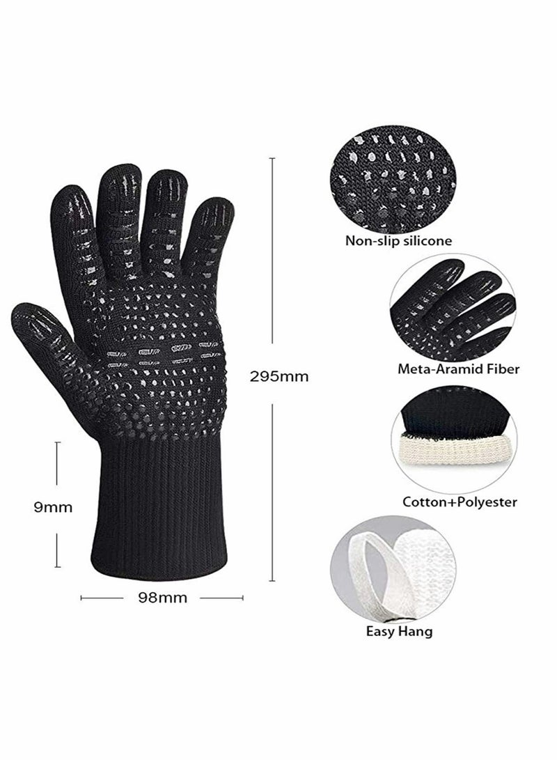 SYOSI BBQ Grill Gloves, 932°F Extreme Heat Resistant Oven Mitts, Silicone Non-slip Kitchen Cooking Gloves for Barbecue, Cooking, Baking, Grilling, BBQ, 1 pair - Image 2
