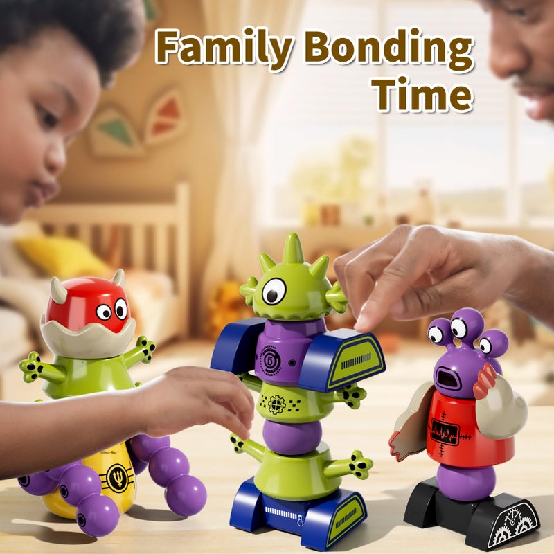 BLmukce Magnetic Robot Toy for Kids 3-5, 35 PCS STEM Educational Playset with Storage Box, DIY Stacking Monster Robots, Toddler Creative Alien Toys Gift for Boys Girls (Christmas Birthday) - Image 5