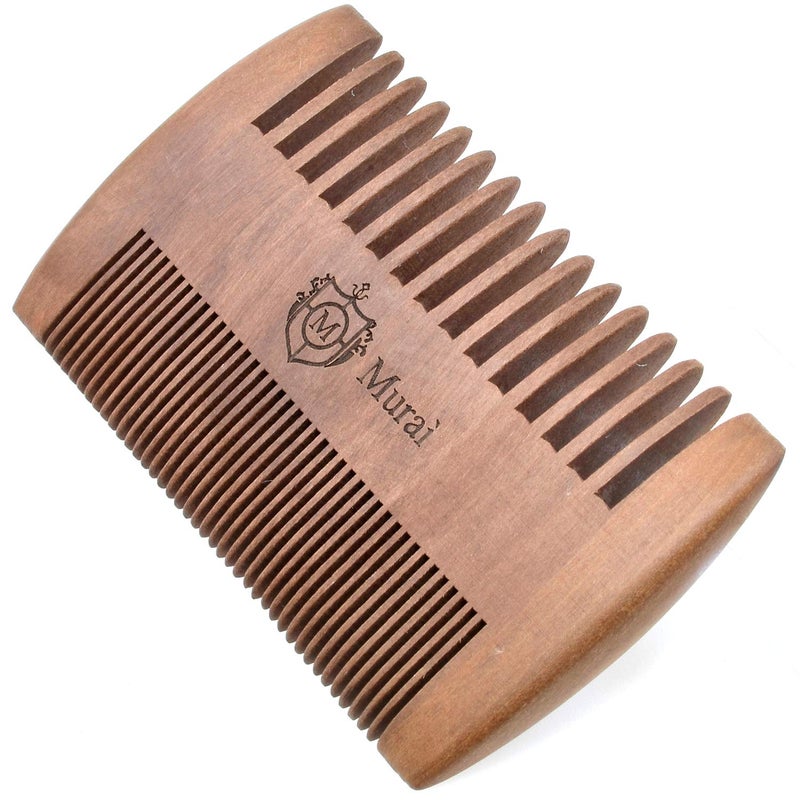 Giorgio Murai by Giorgio GIOWC Wooden Beard Combs for Men  Dual Action Fine  Wide Tooth Wood Comb Perfect for Use with Balms and Oils Pocket Comb for Beards  Cherrywood Beard  Moustache Comb