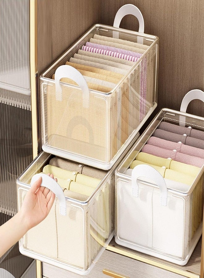 VIDORA Clear Stackable Storage Basket with Lid | Transparent Plastic Organizer Box for Closet, Bathroom, Kitchen, Pantry, Under Bed or Office | Durable and Space Saving - Image 1