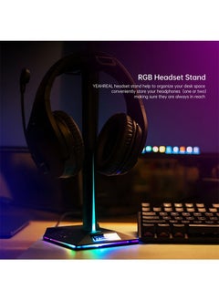 Flash Hawk RGB Gaming Headset Stand with 3.5mm Sound Jack and 2 USB Ports  - Image 2