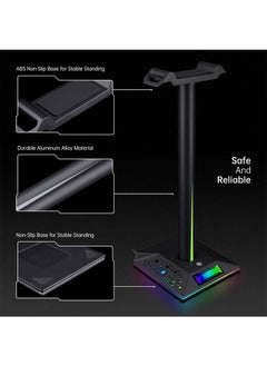 Flash Hawk RGB Gaming Headset Stand with 3.5mm Sound Jack and 2 USB Ports  - Image 5