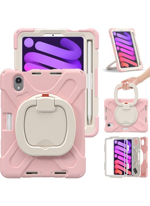 Kids Case for iPad Mini 6th Generation, Silicone Cover with Stable Kickstand, Adjustable Shoulder Strap, Pencil Holder,Multifunctional Handle Grip for iPad Mini 6 Case 8.3’’ 2021