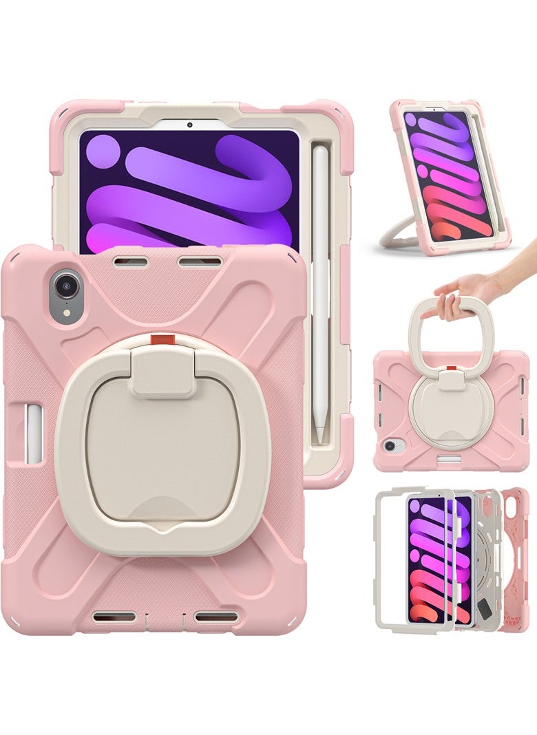 Kids Case for iPad Mini 6th Generation, Silicone Cover with Stable Kickstand, Adjustable Shoulder Strap, Pencil Holder,Multifunctional Handle Grip for iPad Mini 6 Case 8.3’’ 2021