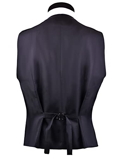 GUSLESON Men's Suit Vest Business Formal Dress Waistcoat Vest with 2 Pockets for Suit or Tuxedo (Black,L) - Image 3