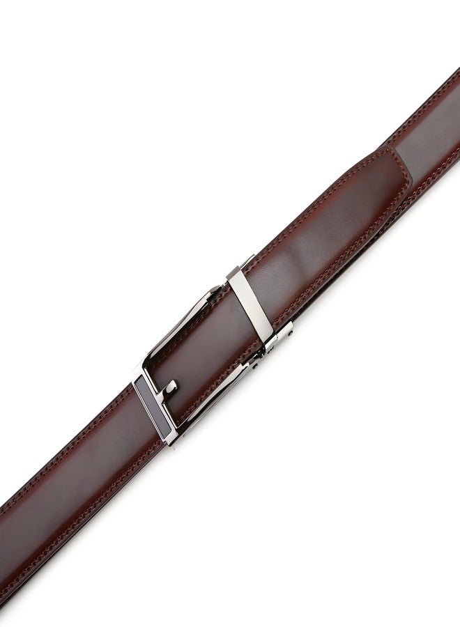 Nelbons Men's Belt, Leather Ratchet Belt For Men's Dress 3.0cm,1 1/8" Size Adjusted Automatic Buckle (Red brown, Length 130 cm Suitable for 28"-44" waist) - Image 3