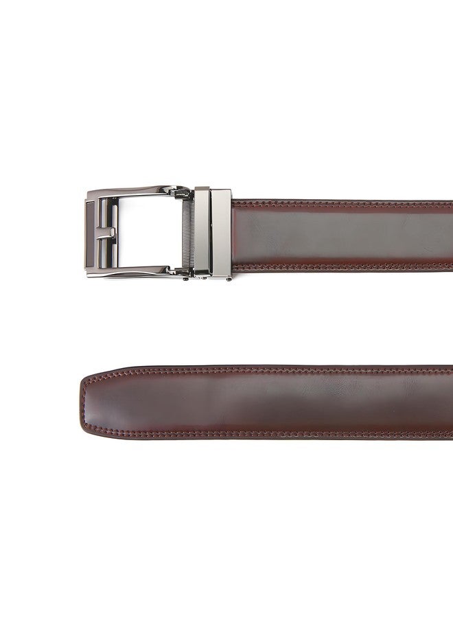 Nelbons Men's Belt, Leather Ratchet Belt For Men's Dress 3.0cm,1 1/8" Size Adjusted Automatic Buckle (Red brown, Length 130 cm Suitable for 28"-44" waist) - Image 4