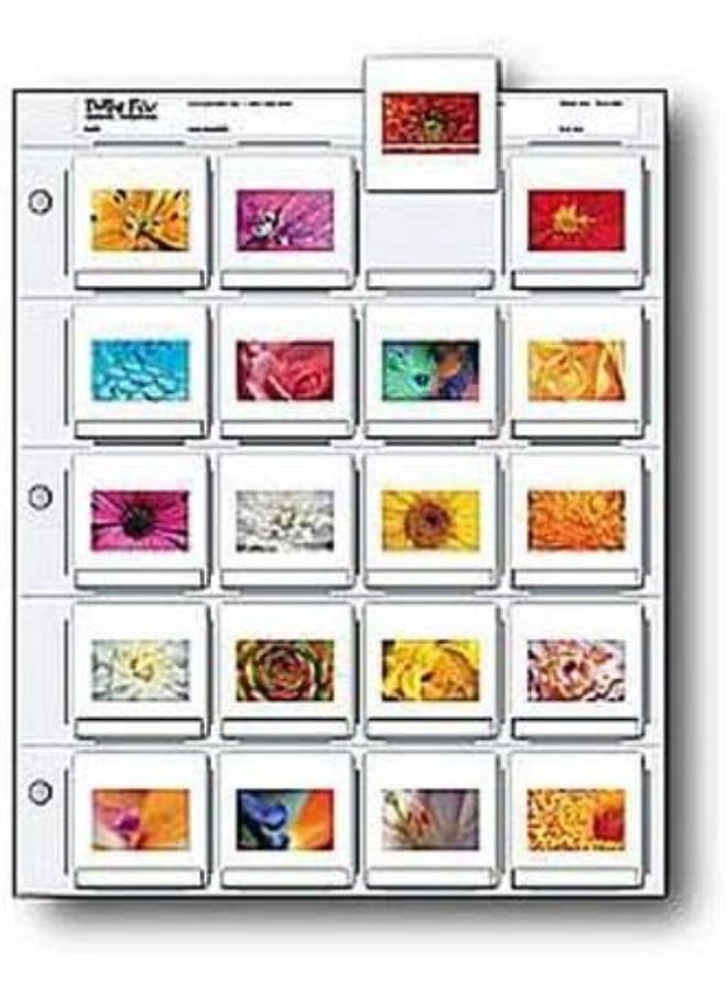 Print File 35mm Slide Pages Holds Twenty 2x2" Mounted Transparencies, Top Loading, Pack of 25 - Image 1