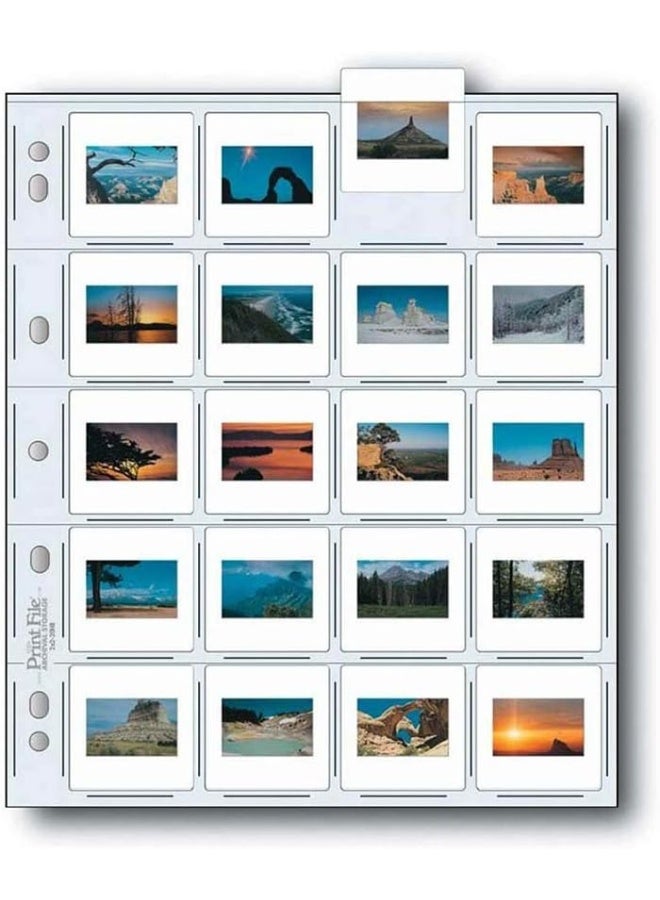 Print File 35mm Slide Pages Holds Twenty 2x2" Mounted Transparencies, Top Loading, Pack of 25 - Image 2
