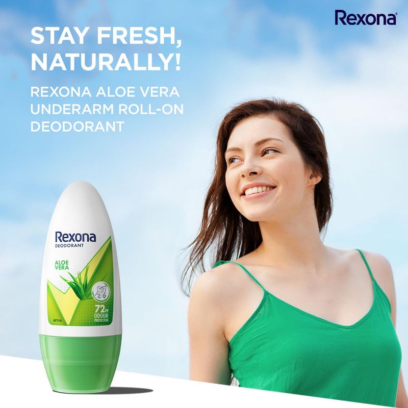 Rexona Rexona Aloe Vera Underarm Roll On Deodorant For Women Antiperspirant Removes Odour Keeps Skin Fresh Clean Alcohol Free Skin Friendly 50 ml - Image 4