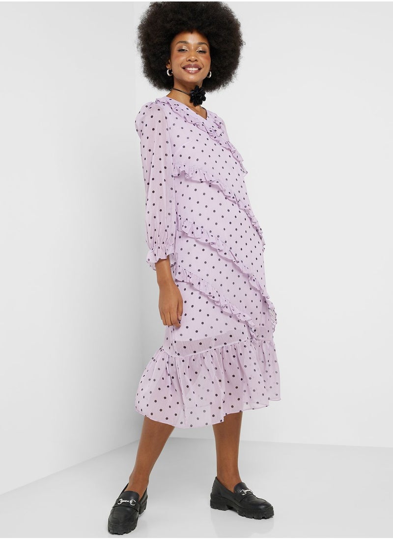ELLA - Tiered Frill Layered Polka Dot Dress - Image 1