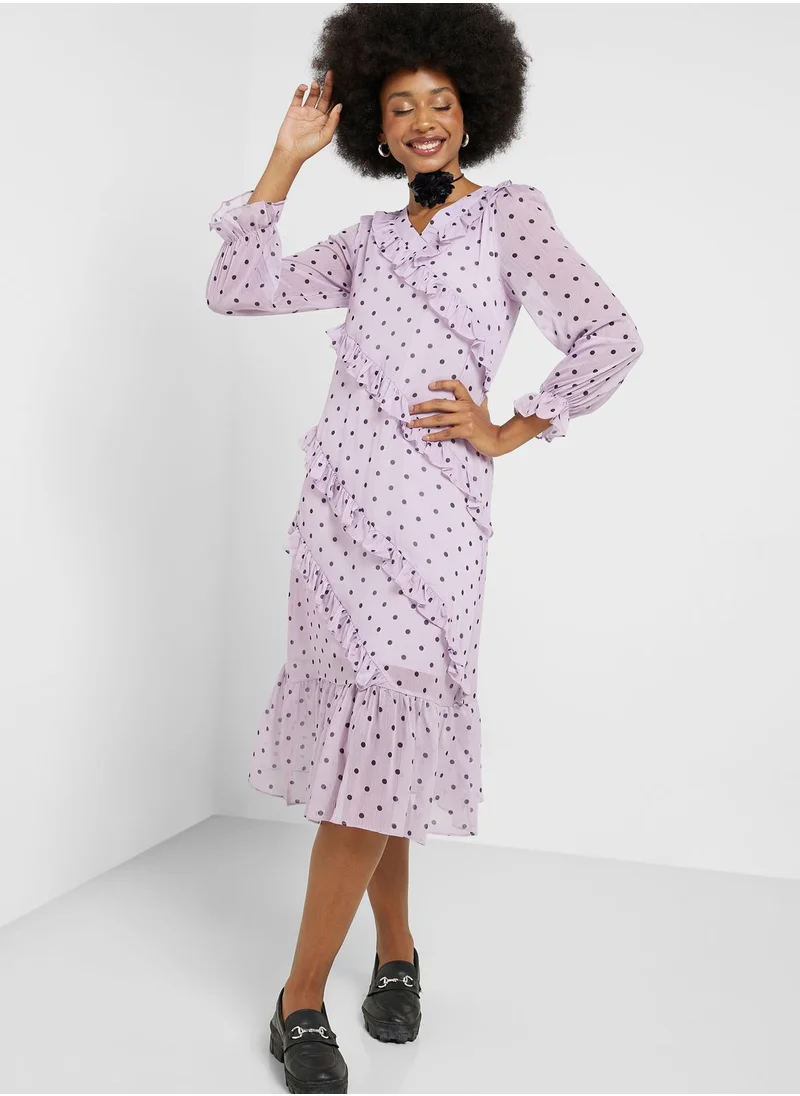 ELLA Tiered Frill Layered Polka Dot Dress