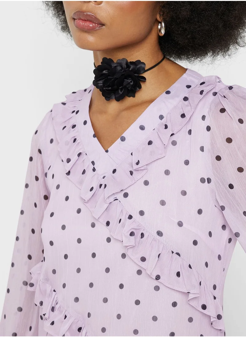 ELLA Tiered Frill Layered Polka Dot Dress