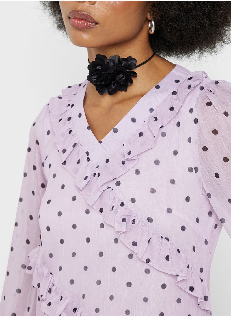 ELLA - Tiered Frill Layered Polka Dot Dress - Image 1