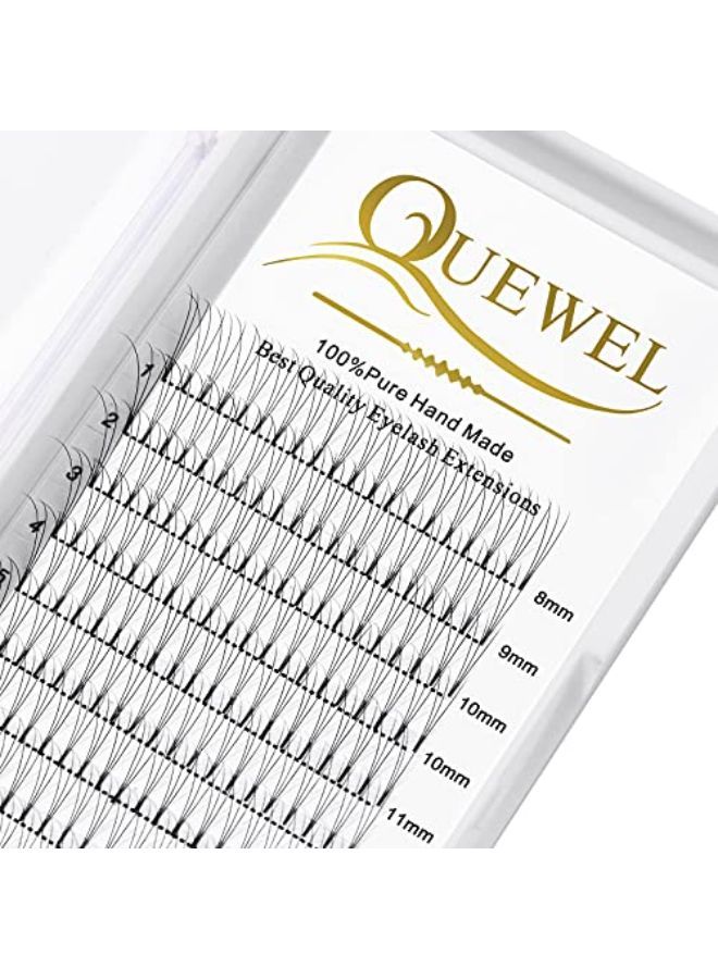 QUEWEL E Fans Lash Extensions Soft 3D;4D;5D;6D;7D;8D 0.07/0.10Mm C/D 820Mm Mix916Mm 1215Mm 815Mm;3D 0.10Mm C Curl Mix815Mm Short Stem (3D 0.10C Mix815)  - Image 1