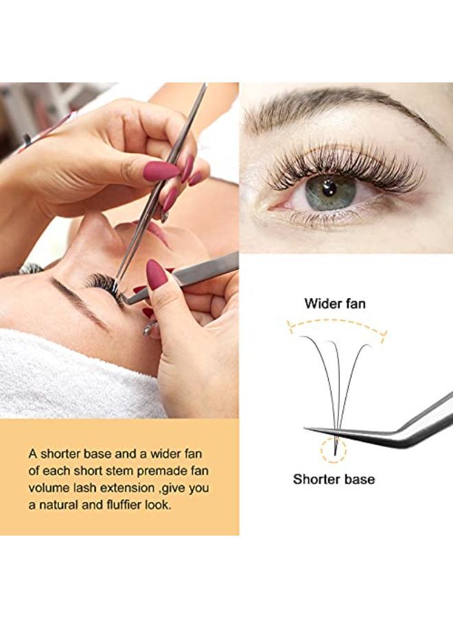 QUEWEL E Fans Lash Extensions Soft 3D;4D;5D;6D;7D;8D 0.07/0.10Mm C/D 820Mm Mix916Mm 1215Mm 815Mm;3D 0.10Mm C Curl Mix815Mm Short Stem (3D 0.10C Mix815)  - Image 5