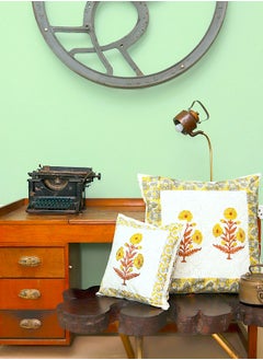 OJARIYA Black Yellow Premium Organic Cotton  Hand Block Printed Cushion Cover 40 X 40 Cm  - Image 5