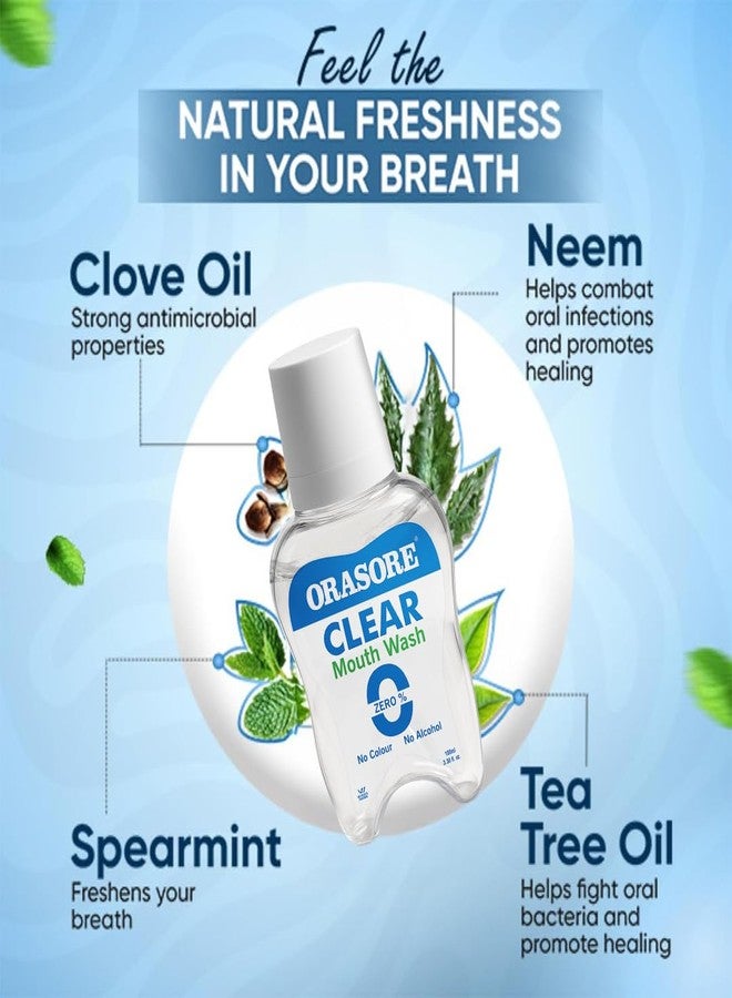 ORASORE Clear Mouthwash | Kills Bad Breath & Stops Tooth Decay | 100% Ayurvedic With 12 Ingredients Including Miswak Suitable For Men, Women, Children | 100 Ml - Image 3