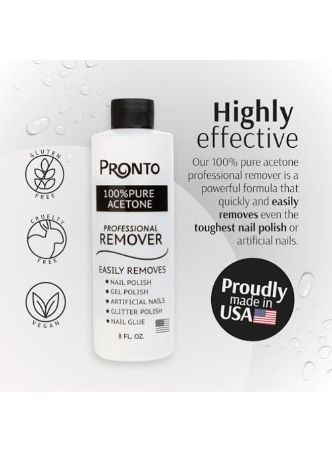 Pronto 100 Acetone Gel Nail Polish Remover Gel Polish Remover for Nails Acetone Nail Polish Remover For Nails for Removal of Glue Gel Acrylic Dip Gel Polish Remover 8 Fl oz - Image 3