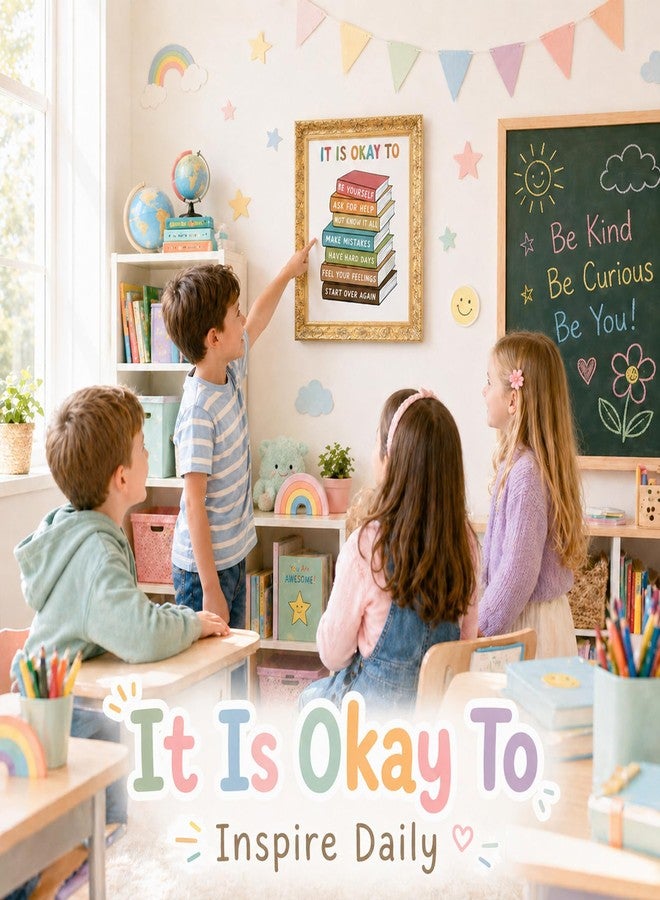 YYDESN Back to School Boho Wall Art Print, “It Is Okay To” Inspirational Poster for Students, Teens, Playroom & Bedroom Decor, Positive Affirmation Boho Art, Unframed(11X14) - Image 3