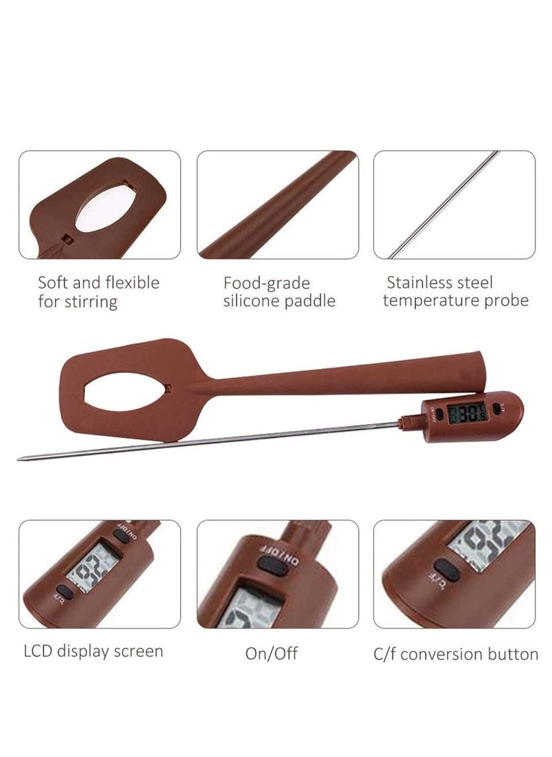 NIBEMINENT - Silicon Candy Thermometer Digital Spatula Professional Durable Deep Frying Instant Read Temperature Reader and Stirrer for Kitchen Cooking, Baking BBQ, Candy, Chocolate, Sauce - Image 1