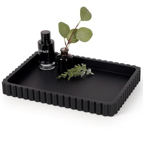 Cathyeen Concrete Decorative Tray for Coffee Table Decor 14 Coffee Table Tray Ottoman Tray Table Centerpieces Rectangular Modern Decorative Trays for Home Decor Living Room Entry Black - Image 1