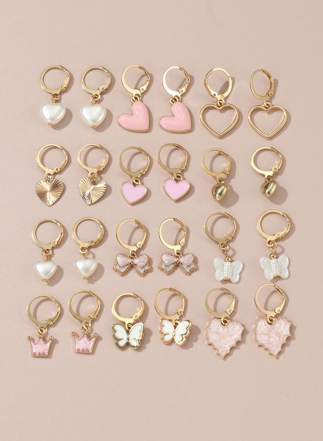 Take Two Pack o 12 - Heart and Butterfly Charm Earrings - Image 2