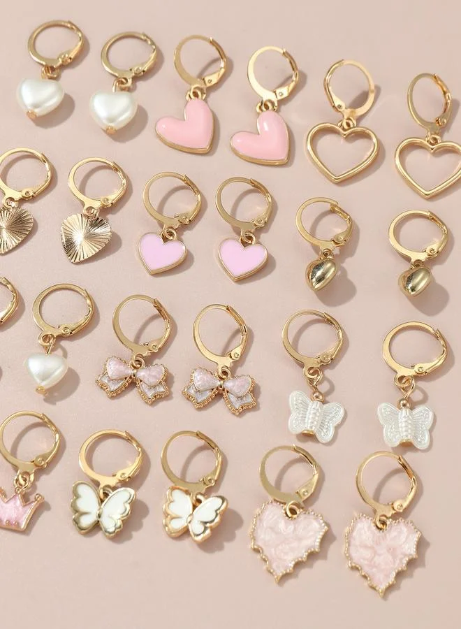 Take Two  Pack o 12 - Heart and Butterfly Charm Earrings for Women | Best Price UAE